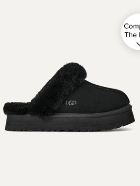 UGG Disquette Black Shearling Mule with Platform Sole Sz 8